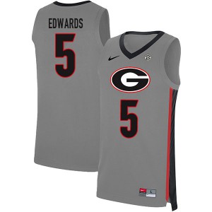 Men Anthony Edwards Gray Georgia Bulldogs #5 Stitch Jerseys