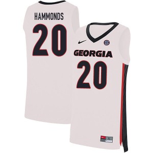 Men Rayshaun Hammonds White University of Georgia #20 Basketball Jersey
