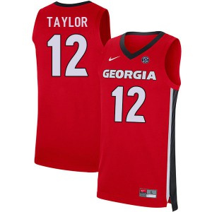 Men Josh Taylor Red Georgia Bulldogs #12 Basketball Jerseys