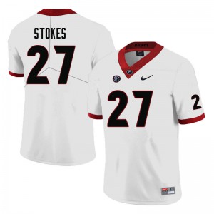 Men Eric Stokes White UGA Bulldogs #27 Stitch Jersey