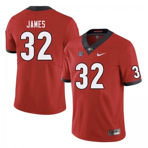 Men's Ty James Red UGA #32 NCAA Jersey