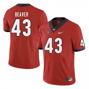 Men's Tyler Beaver Red Georgia #43 Player Jersey