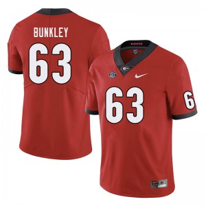 Mens Brandon Bunkley Red Georgia #63 Embroidery Jersey