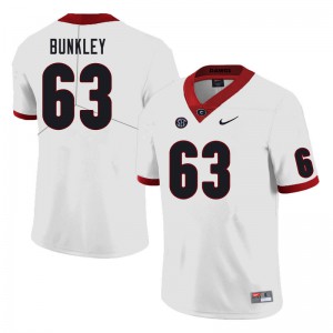 Mens Brandon Bunkley White University of Georgia #63 Official Jerseys