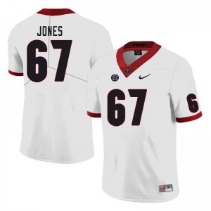 Mens Caleb Jones White UGA Bulldogs #67 Embroidery Jerseys