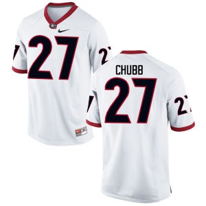Men's Nick Chubb White University of Georgia #27 Football Jersey