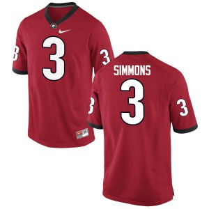Men's Tyler Simmons Red Georgia Bulldogs #3 Stitch Jerseys