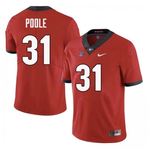 Mens William Poole Red UGA #31 Player Jersey