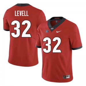 Men Kyle Levell Red UGA Bulldogs #32 Official Jersey
