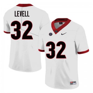Mens Kyle Levell White University of Georgia #32 Stitch Jerseys
