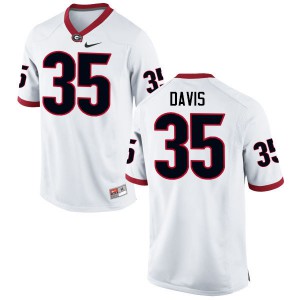 Mens Aaron Davis White UGA Bulldogs #35 Stitched Jersey