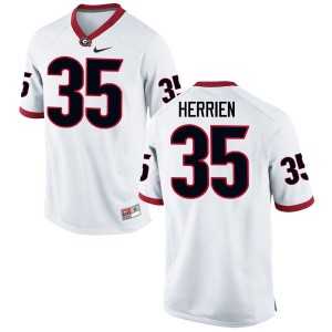Men's Brian Herrien White Georgia #35 Stitched Jerseys