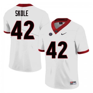 Men's Jake Skole White UGA Bulldogs #42 Football Jersey