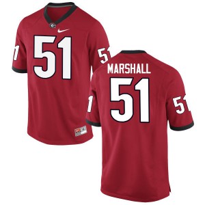 Men's David Marshall Red University of Georgia #51 Official Jersey