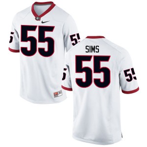 Mens Dyshon Sims White UGA #55 NCAA Jerseys