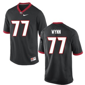 Men Isaiah Wynn Black Georgia #77 Stitched Jerseys