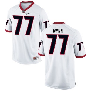 Mens Isaiah Wynn White UGA #77 Embroidery Jerseys