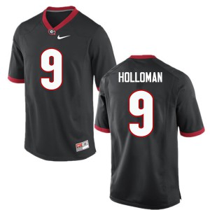 Mens Jeremiah Holloman Black Georgia #9 Official Jerseys
