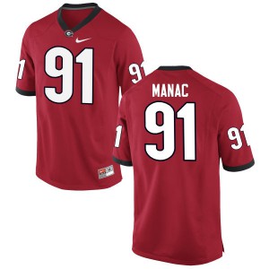 Men Chauncey Manac Red University of Georgia #91 Stitch Jerseys