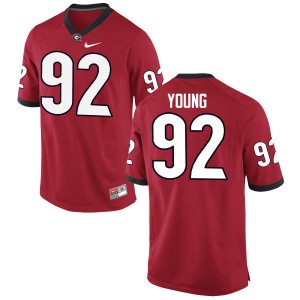 Mens Justin Young Red University of Georgia #92 College Jersey