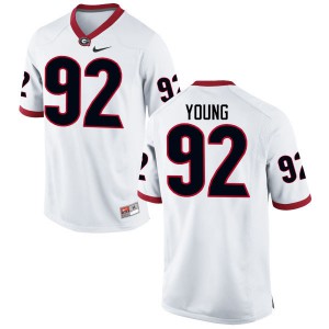 Men's Justin Young White Georgia Bulldogs #92 University Jerseys