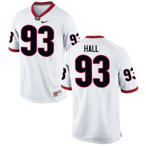 Men's Carson Hall White University of Georgia #93 Stitched Jerseys
