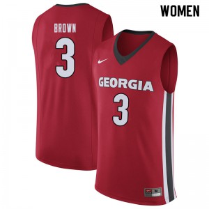 Womens Christian Brown Red University of Georgia #3 NCAA Jersey