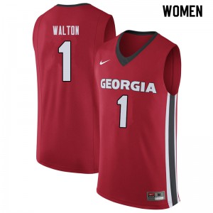 Women's Jaykwon Walton Red UGA #1 Basketball Jerseys