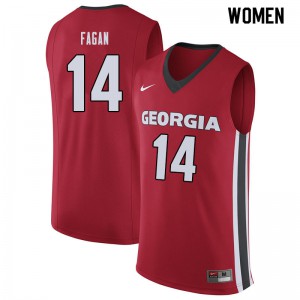 Women's Tye Fagan Red Georgia Bulldogs #14 Stitch Jersey