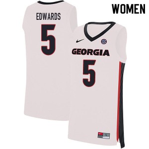 Women Anthony Edwards White Georgia #5 University Jerseys