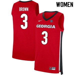 Women's Christian Brown Red Georgia Bulldogs #3 NCAA Jerseys