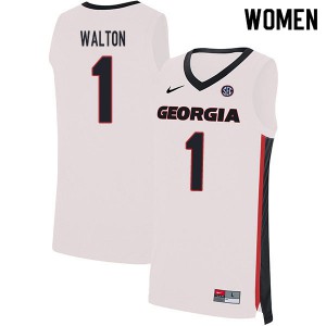Womens Jaykwon Walton White UGA Bulldogs #1 Embroidery Jersey