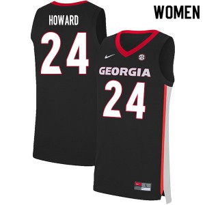 Womens Rodney Howard Black University of Georgia #24 Stitched Jerseys