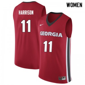 Women Christian Harrison Red Georgia Bulldogs #11 Alumni Jersey