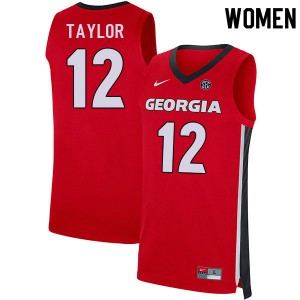 Women's Josh Taylor Red Georgia #12 Embroidery Jerseys