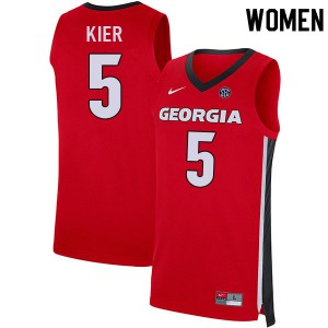 Women Justin Kier Red UGA #5 Player Jersey