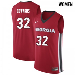 Womens Mike Edwards Red University of Georgia #32 Official Jersey