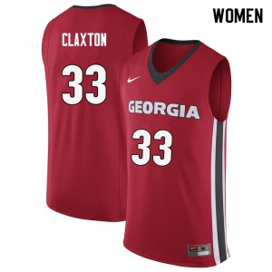Women's Nicolas Claxton Red Georgia Bulldogs #33 Stitched Jerseys