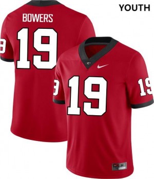 Youth Brock Bowers Red UGA Bulldogs #19 Embroidery Jersey