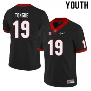 Youth Makiya Tongue Black Georgia Bulldogs #19 Stitch Jerseys