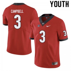 Youth Tyson Campbell Black University of Georgia #3 NCAA Jersey