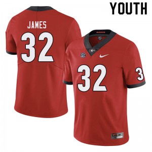 Youth Ty James Red UGA Bulldogs #32 Football Jersey