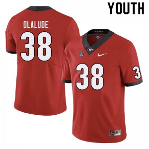 Youth Aaron Olalude Red UGA Bulldogs #38 Official Jerseys