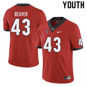 Youth Tyler Beaver Red University of Georgia #43 NCAA Jersey