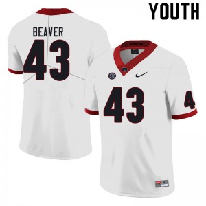 Youth Tyler Beaver White Georgia #43 Football Jersey