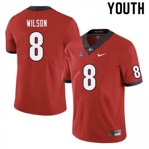 Youth Divaad Wilson Red University of Georgia #8 Stitch Jersey