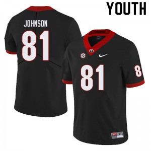 Youth Jaylen Johnson Black Georgia Bulldogs #81 Stitched Jerseys