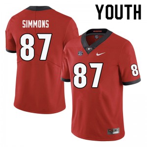Youth Tyler Simmons Red Georgia #87 Stitch Jersey