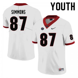 Youth Tyler Simmons White Georgia Bulldogs #87 Embroidery Jerseys