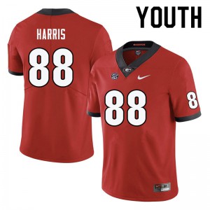 Youth Jackson Harris Red UGA Bulldogs #88 Embroidery Jersey